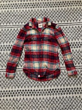 American Eagle Outfitters Red Plaid Button-Down Shirt